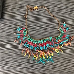 ZAD Multicolor Beaded Fringe Necklace with copper Tone Chain